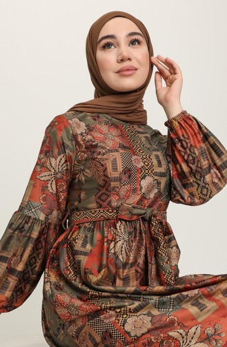 Brick Red Hijab Dress 22K8469A-02