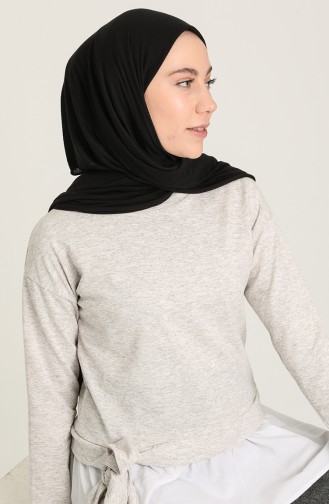 Gömlek Garnili Sweatshirt 3346-04 Bej Beyaz