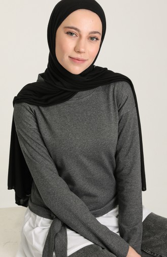 Gömlek Garnili Sweatshirt 3346-05 Füme Beyaz