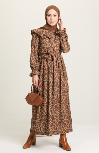 Mustard Hijab Dress 22K8459-03