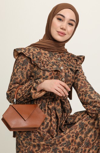 Mustard Hijab Dress 22K8459-03