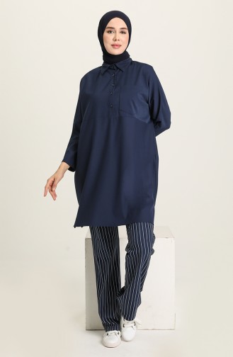 Bat Sleeve Tunic Pants Binary Suit 8142-03 Navy Blue 8142-03