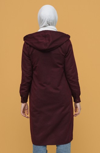 Yün Viskon Cepli Kapüşonlu Tunik 2549-02 Bordo