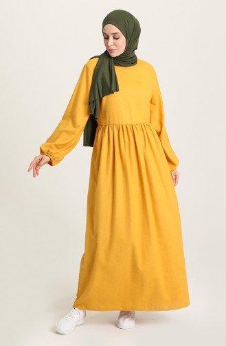 Mustard İslamitische Jurk 1694-04