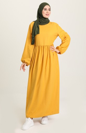 Mustard İslamitische Jurk 1694-04