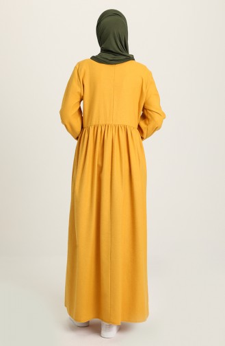 Mustard İslamitische Jurk 1694-04
