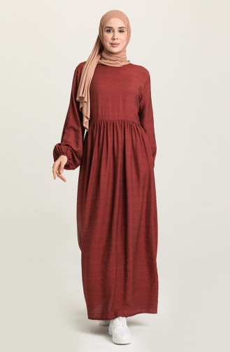 Claret Red Hijab Dress 1694D-01