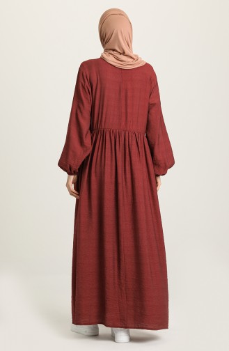 Weinrot Hijab Kleider 1694D-01
