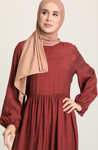 Claret Red Hijab Dress 1694D-01