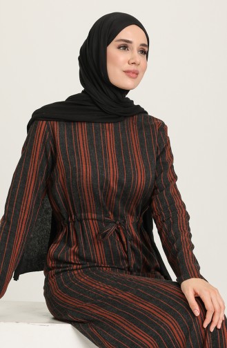 Brick Red Hijab Dress 3340-01