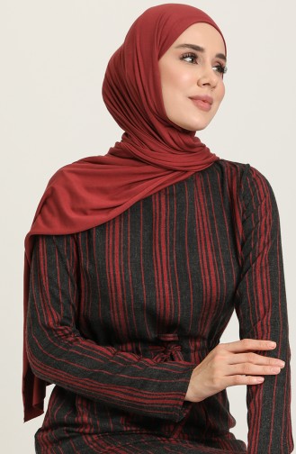 Weinrot Hijab Kleider 3340-02