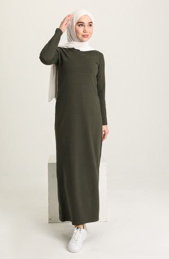 Dark Khaki Hijab Dress 3347-04