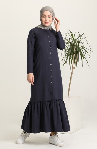 Navy Blue Hijab Dress 3348-03