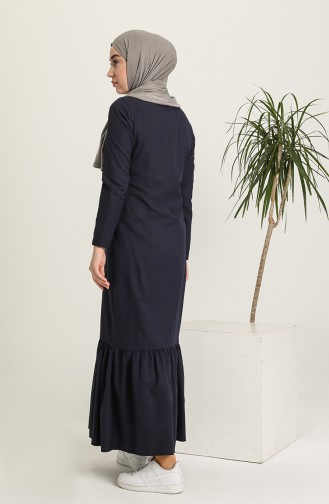 Navy Blue Hijab Dress 3348-03