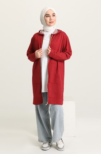 Fermuarlı Kap Tunik 2370A-01 Bordo