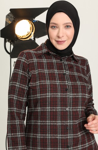 Ekose Desenli Tunik 2545-03 Bordo