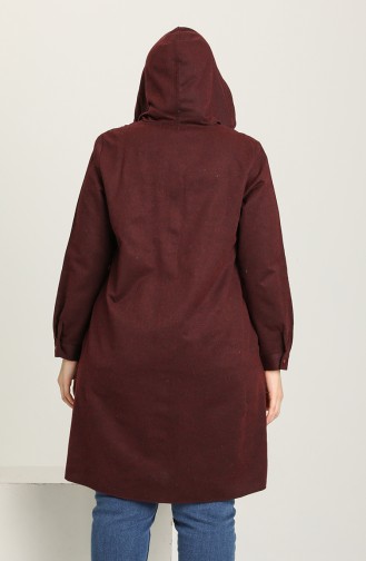 Yün Viskon Cepli Kapüşonlu Tunik 2549-02 Bordo