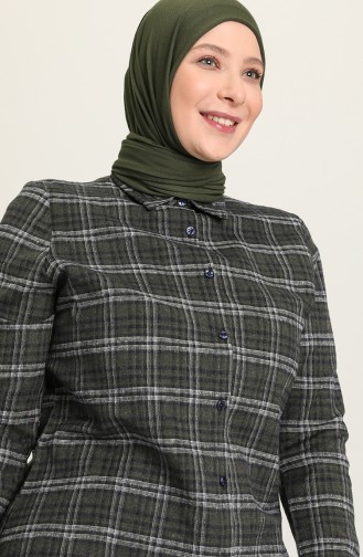 Ekose Desenli Tunik 2545-01 Haki