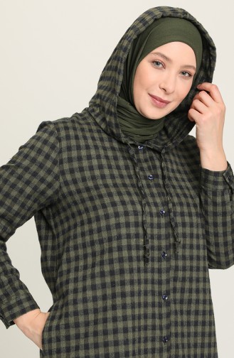 Ekose Cepli Kapüşonlu Tunik 6536-06 Haki