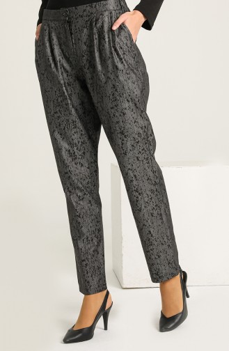 Pantalon à Motifs avec Poches et Plis 3343A-01 Noir 3343A-01