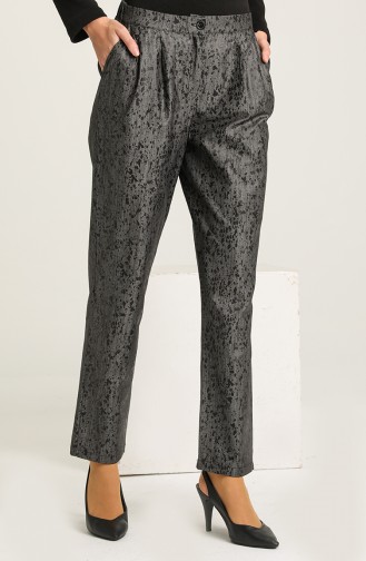Patterned Pleated Pants 3343a-01 Black 3343A-01
