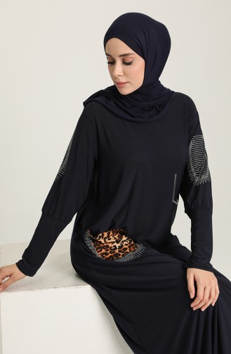Navy Blue Hijab Dress 2080-02