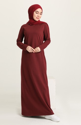 Dark Claret Red Hijab Dress 3347-01