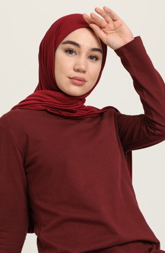 Dark Claret Red Hijab Dress 3347-01