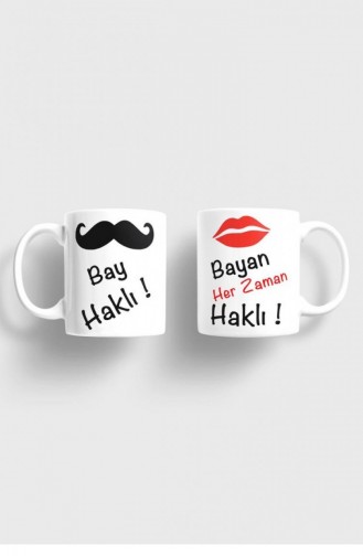 Bay Haklı Bayan Her Zaman Haklı Kupa Takımı Beyazsk 0021