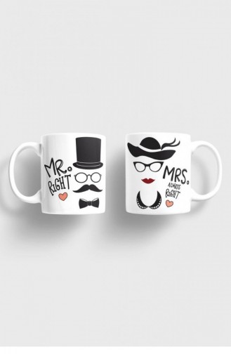 Mr Right Mrs Always Right Kupa Takımı Beyazsk 0086