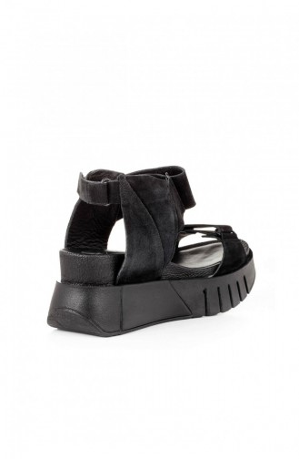 Black Summer Sandals 10048.Siyah