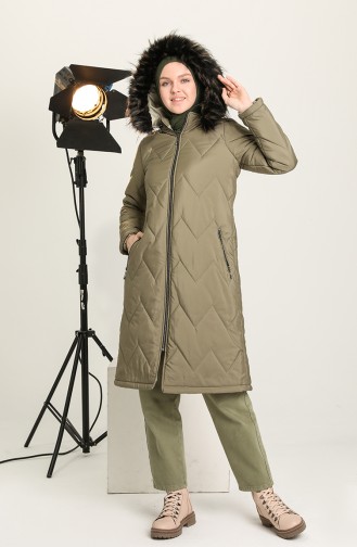 Kapitone Kapüşonlu Mont 5176-05 Haki