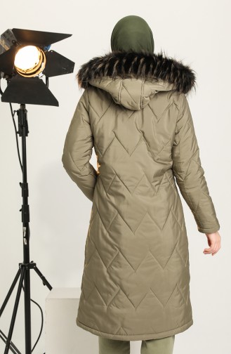 Kapitone Kapüşonlu Mont 5176-05 Haki