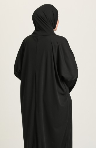 Büyük Beden Kapüşonlu Namaz Elbisesi 0620B-04 Siyah