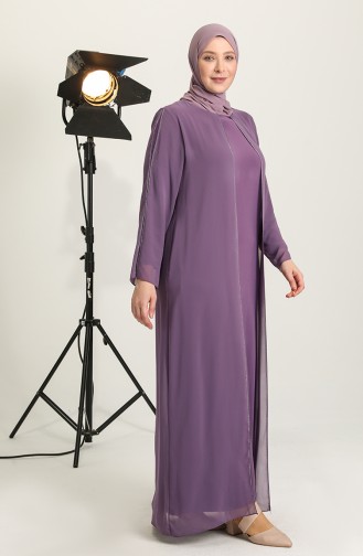 Dusty Rose Hijab Evening Dress 6342-04