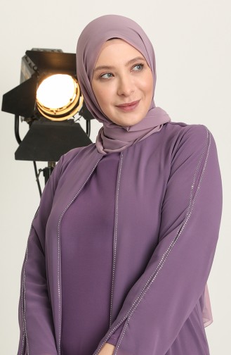 Dusty Rose Hijab Evening Dress 6342-04