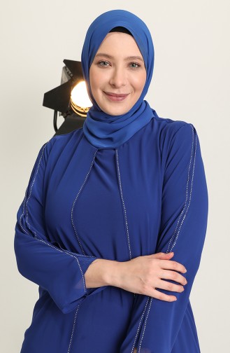 Saxe Hijab Evening Dress 6342-05