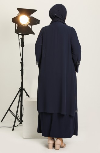 Dunkelblau Hijab-Abendkleider 6368-02