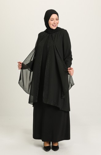 Schwarz Hijab-Abendkleider 6369-02