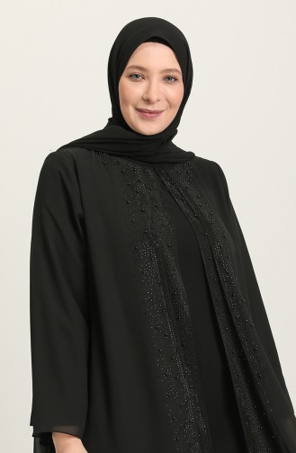 Schwarz Hijab-Abendkleider 6369-02
