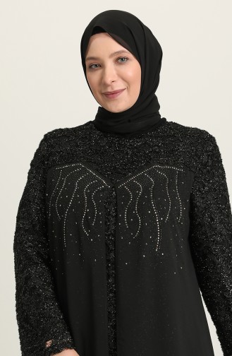 Black Hijab Evening Dress 6371-01