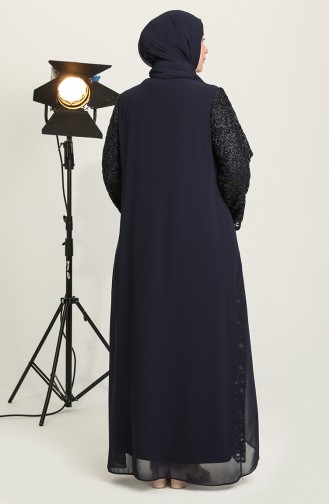 Dunkelblau Hijab-Abendkleider 6371-02