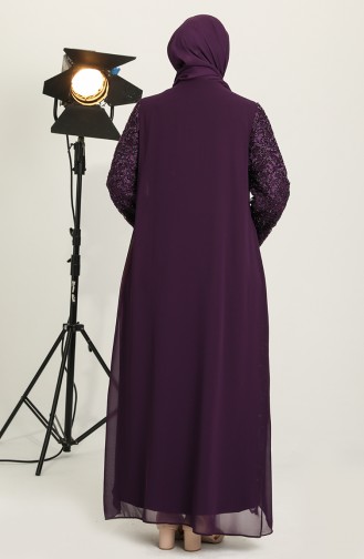 Purple Hijab Evening Dress 6371-03