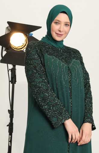 Smaragdgrün Hijab-Abendkleider 6371-04