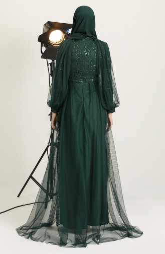Emerald Green Hijab Evening Dress 5519-09