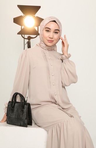 Beige Hijab Dress 1002-01
