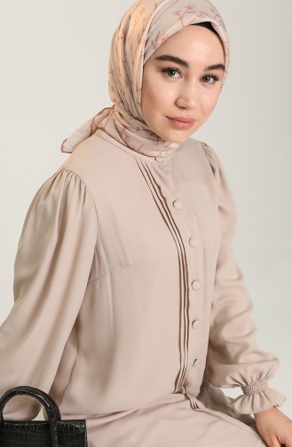 Beige Hijab Dress 1002-01