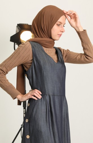 Dunkelblau Hijab Kleider 3342-01