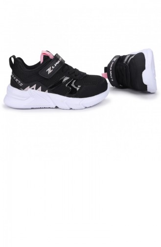 Kiko Kids 1001 Cırtlı Kızerkek Çocuk Spor Ayakkabı Siyah Pembe