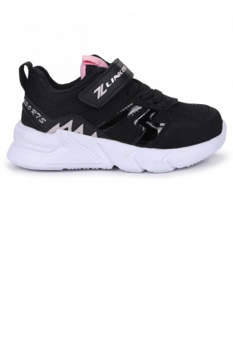 Kiko Kids 1001 Cırtlı Kızerkek Çocuk Spor Ayakkabı Siyah Pembe